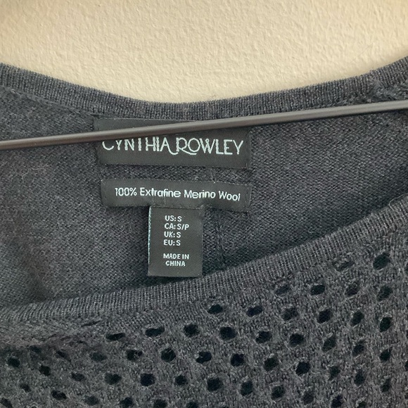 Cynthia Rowley Sweater Dress | 100% Merino Wool | Knot | Gray | Small - Picture 8 of 9